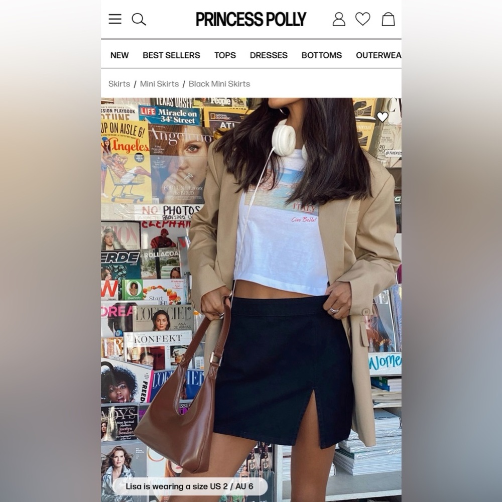 Princess Polly LIONESS Black Denim Mini Skirt